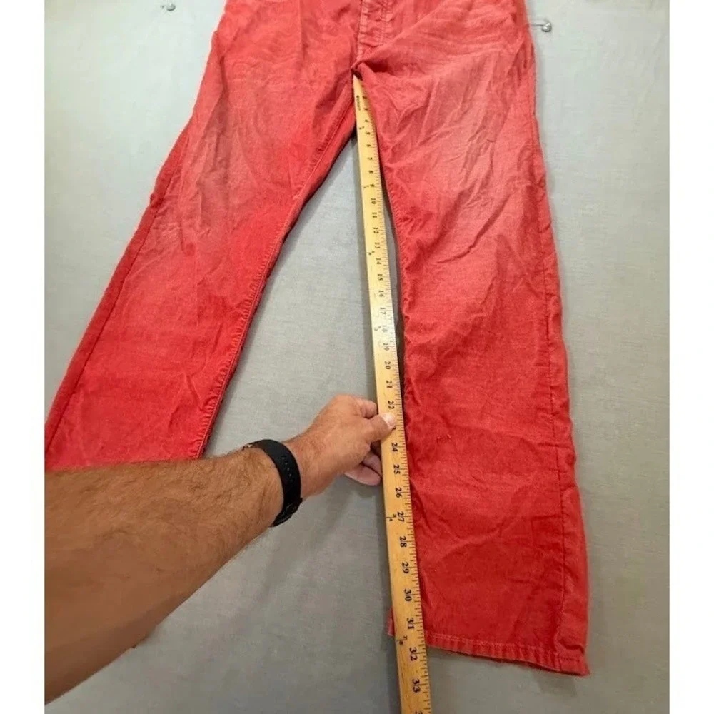 True Religion Mens‎ Red Washed Corduroy Straight Leg Casual Pants Size 36x32.